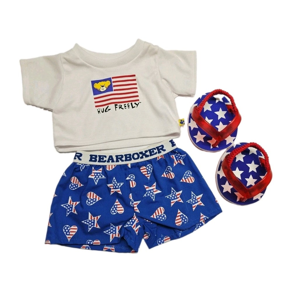 Build-A-Bear Patritic Outfit Bundle, Shirt, Boxers, Sandals